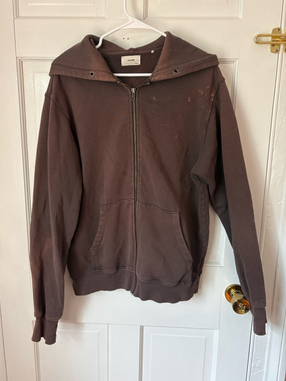 *Flawed* Joah Brown Zip Up Hoodie Sweatshirt in Brown Cocoa, One Size - Hooded